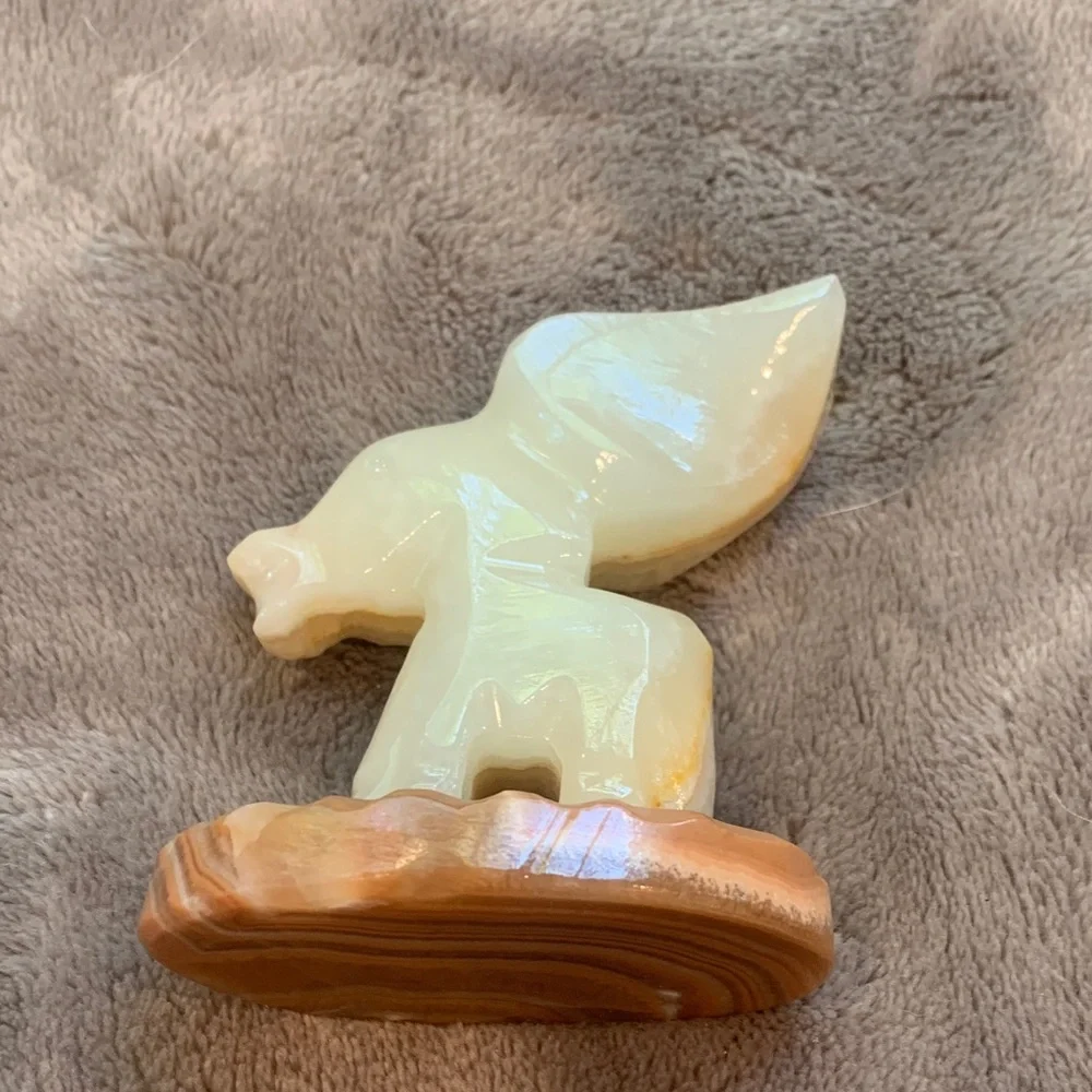 Vintage onyx/alabaster stone Donkey Pencil Holder for Desk